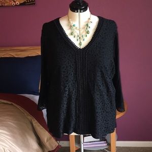 Meera Lane black lace overlay top